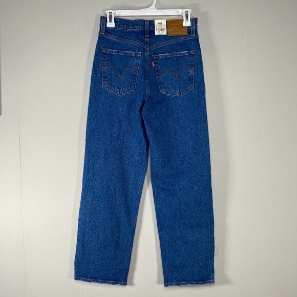 Levi's Premium Ribcage Straight Ankle Jeans Women's 26 Blue Distressed Big E NWT - Picture 2 of 16